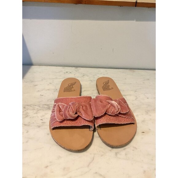 Ancient Greek Sandals Shoes Womens Size 38 Bow Slide Handmade Greece Flats - Picture 3 of 7